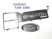  ASUS C2101412 バッテリー, Li-ion 7.54V 4380mAh, 33Wh  NASC21O141233WHB2