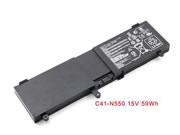  ASUS 0B200-00390100 バッテリー, Li-Polymer 14.8V 4000mAh, 59Wh  NAUC41N55059WHB8