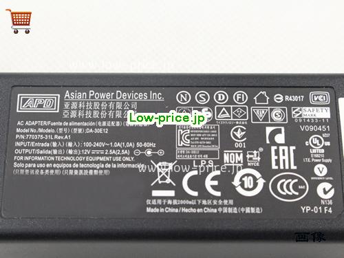 画像 3 APD APD DA-30K12 ACアダプター, 12V 2.5A DA-30K12 ラップトップACアダプター APD12V2.5A30W-5.5x2.1mm 