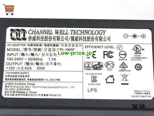 画像 3 CWT CWT KOGAN TV ラップトップACアダプター, 12V 5.42A KOGAN TV のノートパソコン電源のアダプタ CWT12V5.42A65W-5.5x2.5mm 