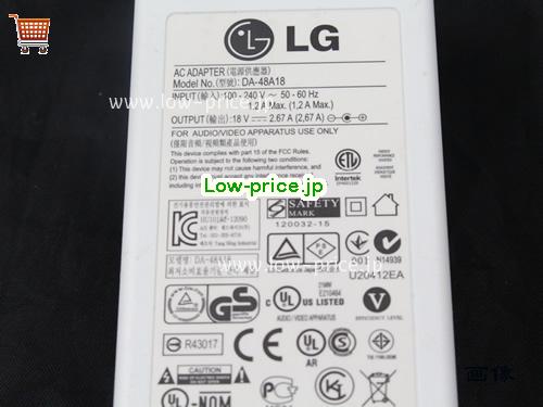 画像 3 LG LG DA-48A18 ACアダプター, 18V 2.67A DA-48A18 ラップトップACアダプター LG18V2.67A48W-6.5x4.0mm-W 