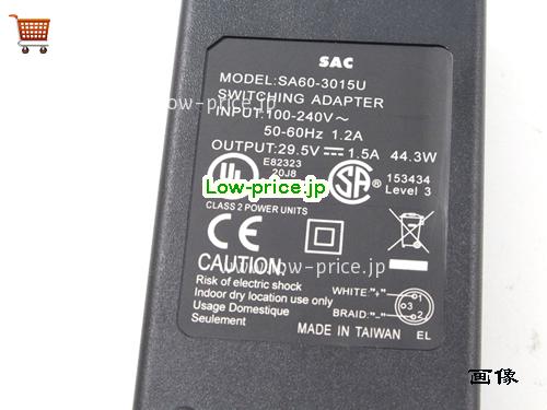 画像 3 SAC SAC SA60-3015U ACアダプター, 29.5V 1.5A SA60-3015U ラップトップACアダプター SAC29.5V1.5A44W-3PIN 