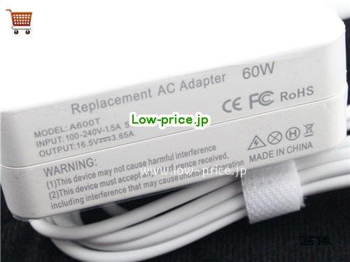 画像 2 APPLE APPLE MD212 ACアダプター, 16.5V 3.65A MD212 ラップトップACアダプター UN16.5V3.65A60W-Wall-A600T-W 
